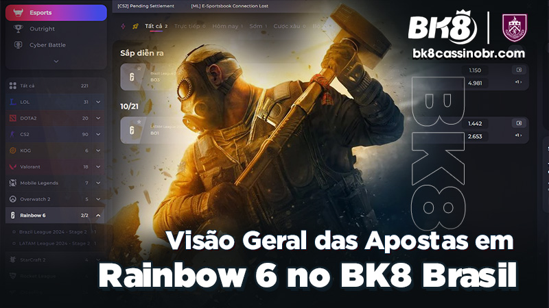 Visão Geral das Apostas em Rainbow 6 no BK8 Brasil